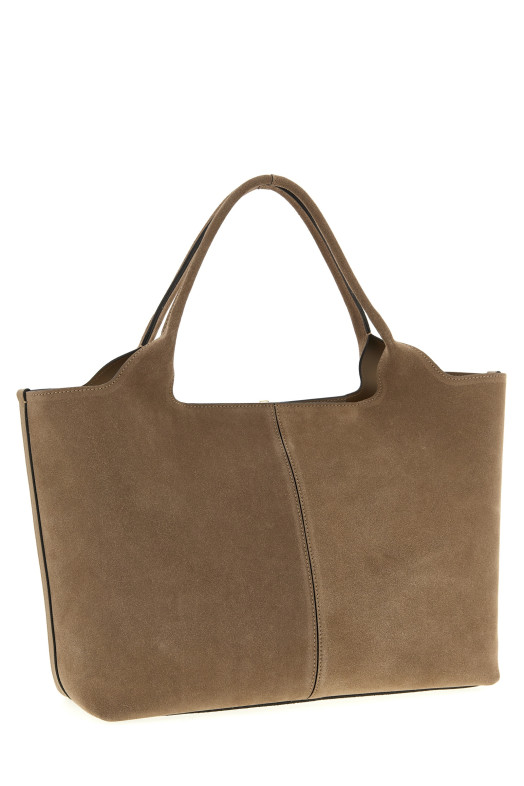 Small to medium suede shopping bag Beige