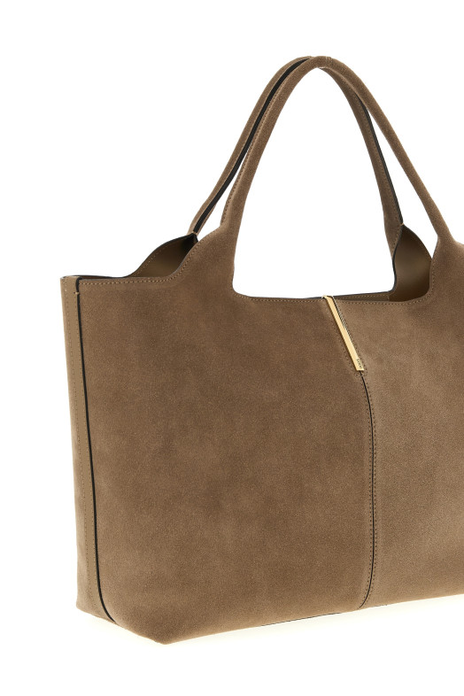 Small to medium suede shopping bag Beige
