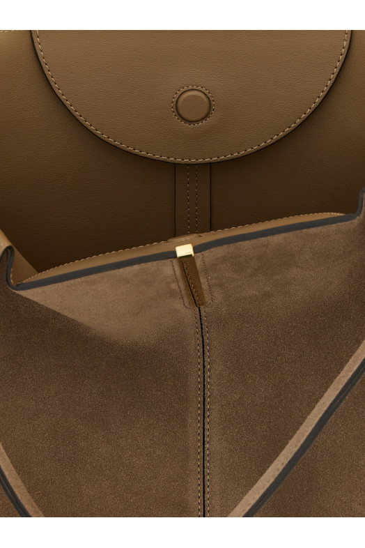 Small to medium suede shopping bag Beige