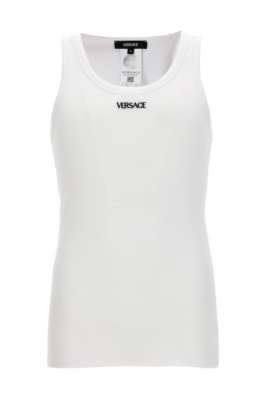 Майка с вышитым логотипом Белая VERSACE 10131251A094101W000