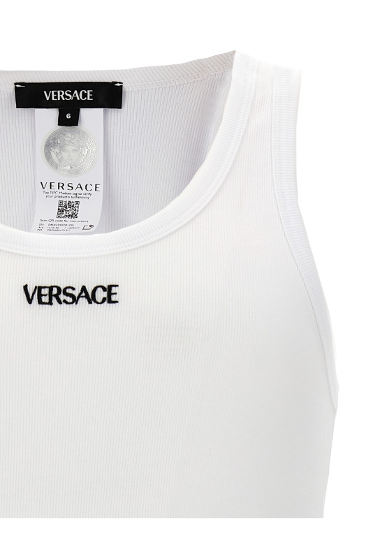 Майка с вышитым логотипом Белая VERSACE 10131251A094101W000