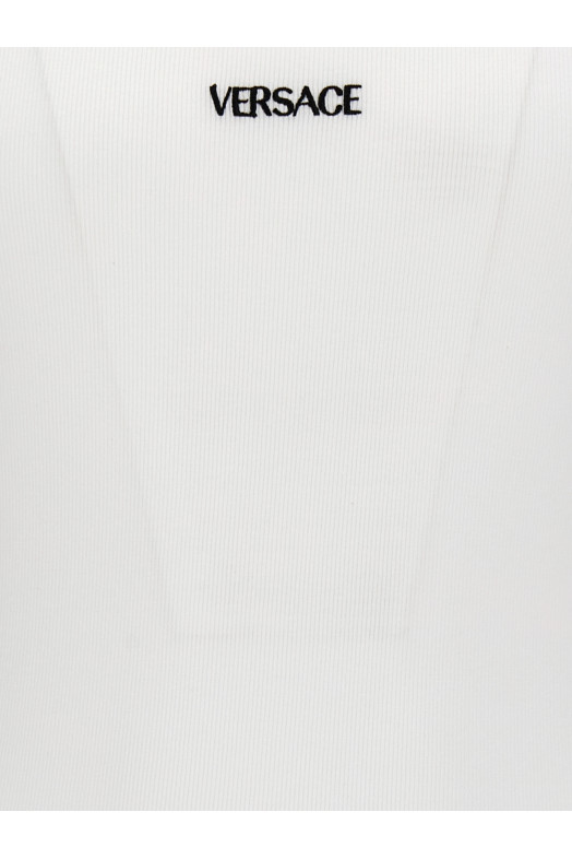 Майка с вышитым логотипом Белая VERSACE 10131251A094101W000
