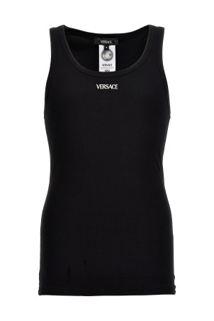 Майка с вышитым логотипом Черная VERSACE 10131251A094101B000