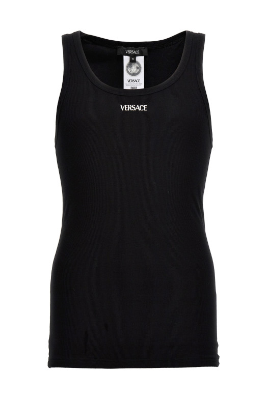 Майка с вышитым логотипом Черная VERSACE 10131251A094101B000
