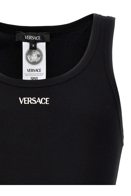 Майка с вышитым логотипом Черная VERSACE 10131251A094101B000