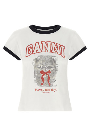 Футболка с принтом Белая GANNI A1050030151