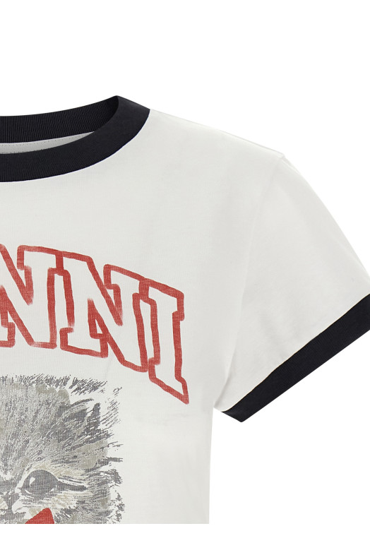 Футболка с принтом Белая GANNI A1050030151