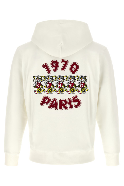 'Wild Tiger Embroidered' hoodie White