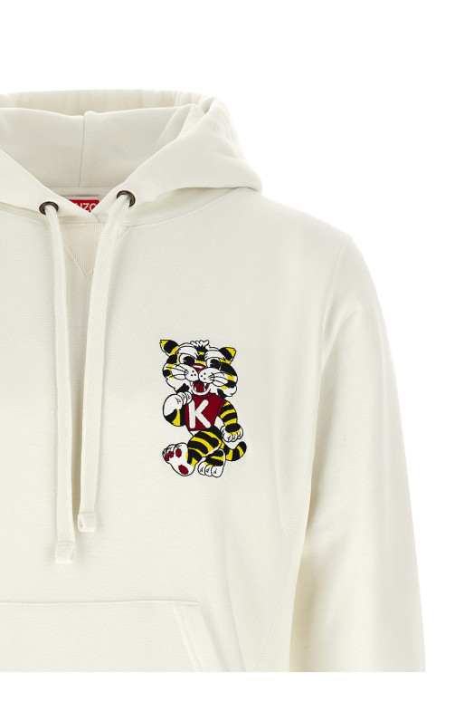 'Wild Tiger Embroidered' hoodie White