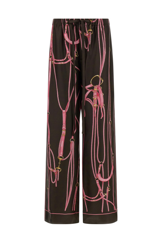 Clamp print pants Brown