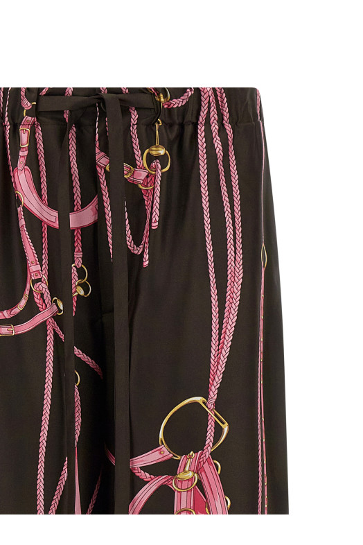 Clamp print pants Brown