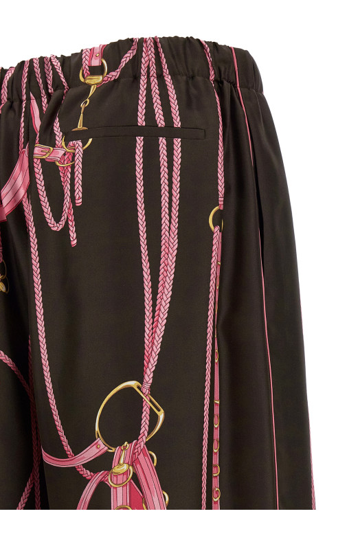 Clamp print pants Brown