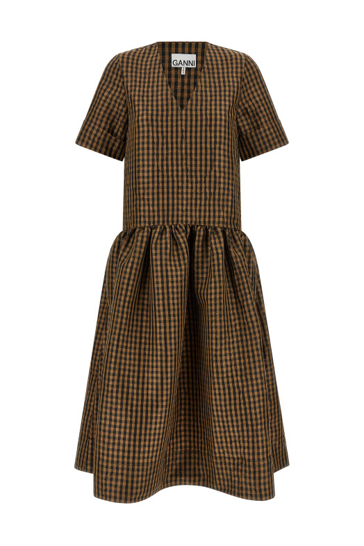 'Taffetà Crinckled' dress  Brown