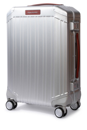 TROLLEY CABINA SLIM 4 RUOTE IN ALLUMINIO E PELLE PIQUADRO (BV4425ALU)