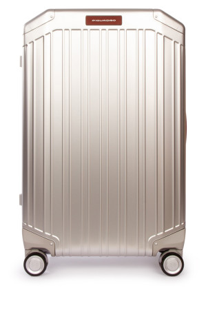 TROLLEY MEDIO 4 RUOTE IN ALLUMINIO E PELLE PIQUADRO (BV4427ALU)