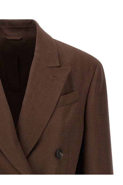 Двубортный блейзер Коричневый BRUNELLO CUCINELLI MH1267094C9284