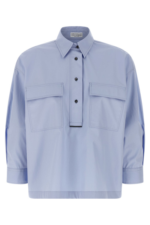 Рубашка с карманами СИНЯЯ BRUNELLO CUCINELLI MH772NA905C172