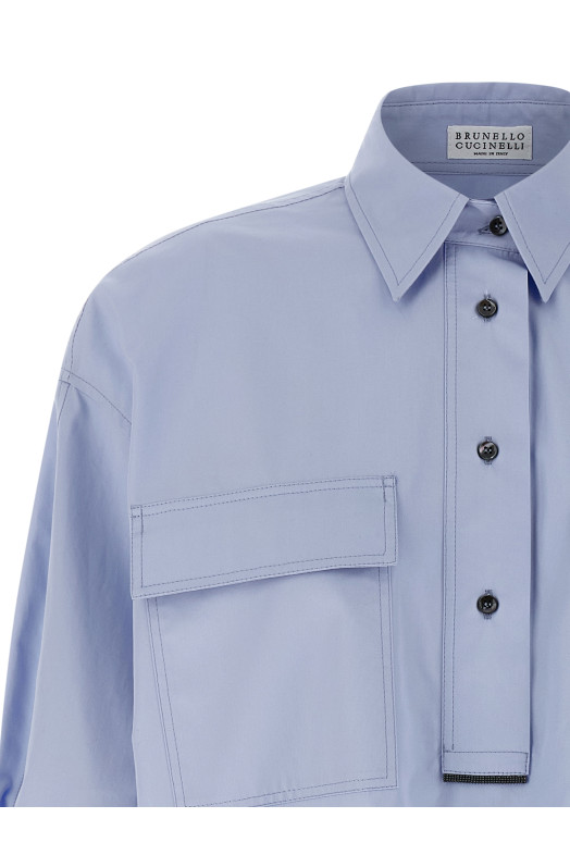 Рубашка с карманами СИНЯЯ BRUNELLO CUCINELLI MH772NA905C172