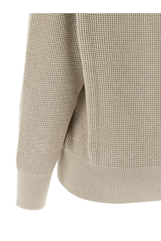 Свитер с ажурным узором Бежевый BRUNELLO CUCINELLI MST263312CY948