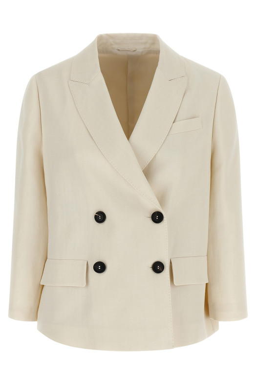 Двубортный блейзер Белый BRUNELLO CUCINELLI MH1267621C579