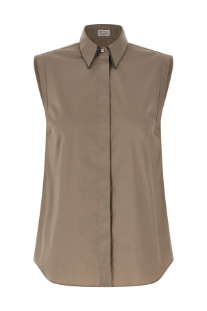 Sleeveless shirt Brown