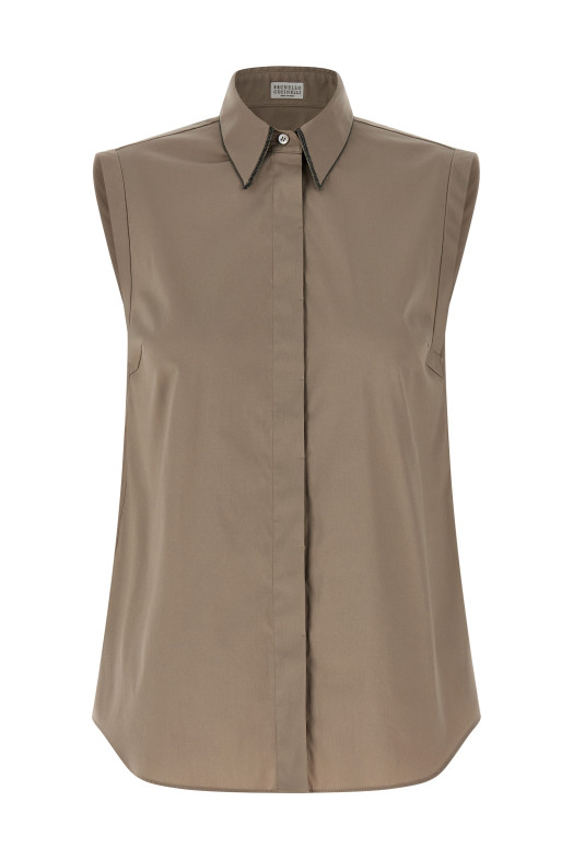 Sleeveless shirt Brown