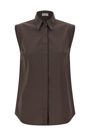 Sleeveless shirt Brown