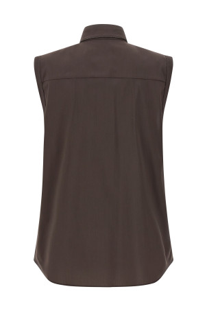 Sleeveless shirt Brown
