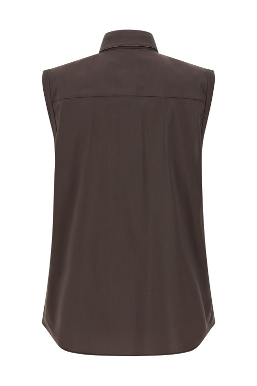 Sleeveless shirt Brown