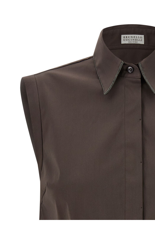Sleeveless shirt Brown
