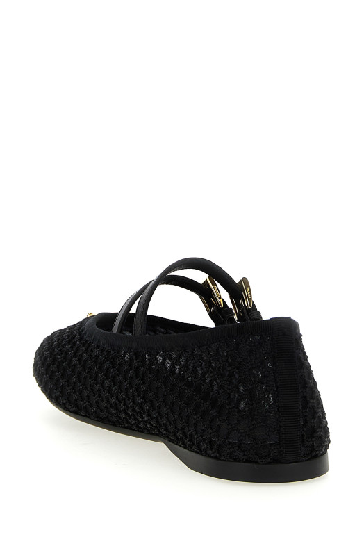 Балетки с двойным ремешком Черные PRADA 1F915NF005099F0002