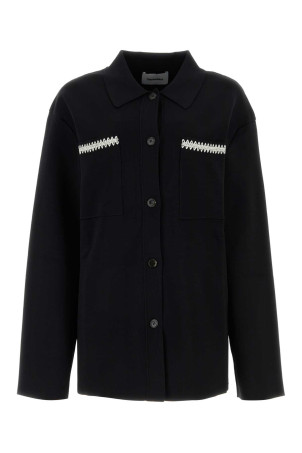 Black stretch viscose blend shirt NANUSHKA (NW23FWSH00799)