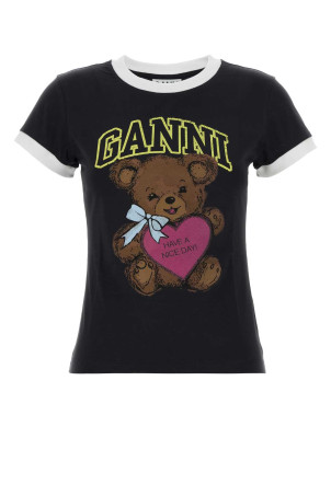 Black cotton t-shirt GANNI (T4335)