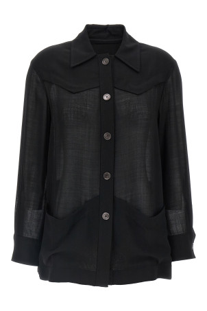 Полупрозрачная шерстяная куртка Черный FERRAGAMO 0758952NERO