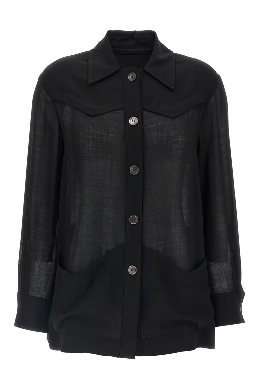 Полупрозрачная шерстяная куртка Черный FERRAGAMO 0758952NERO