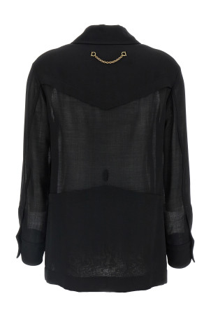 Полупрозрачная шерстяная куртка Черный FERRAGAMO 0758952NERO