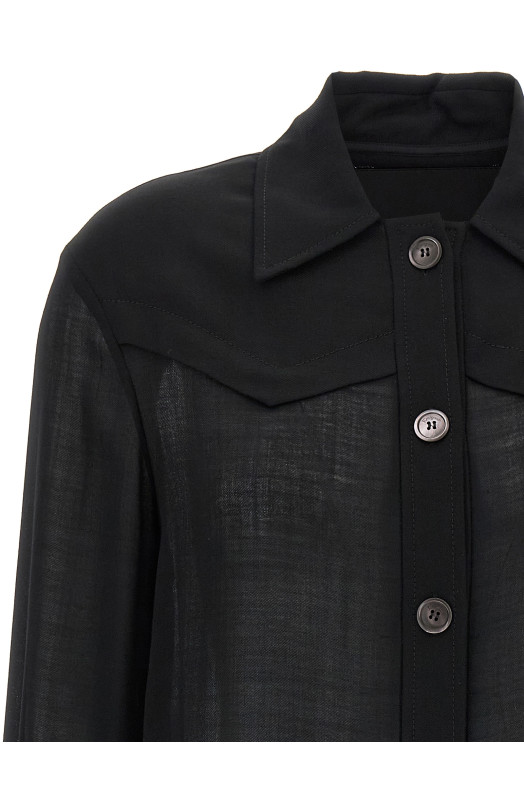 Полупрозрачная шерстяная куртка Черный FERRAGAMO 0758952NERO