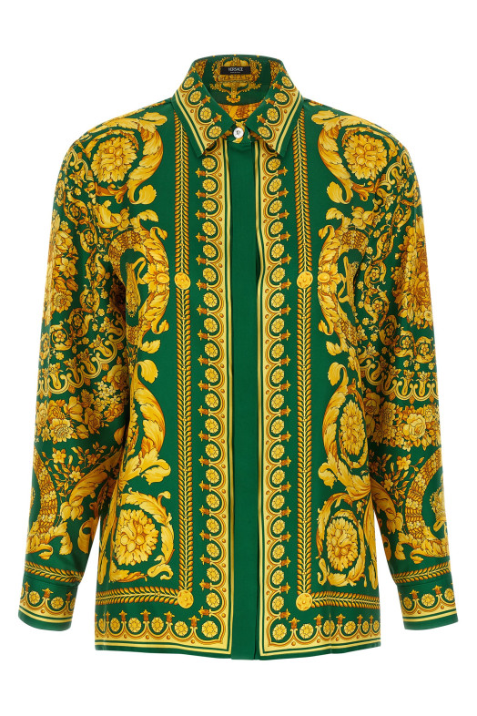 Рубашка из твила Зеленая VERSACE 10013601A042365GD10