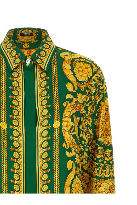 Рубашка из твила Зеленая VERSACE 10013601A042365GD10