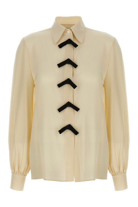 Рубашка с бантиком Valentino Garavani Бежевая B3AB86021B9Z7