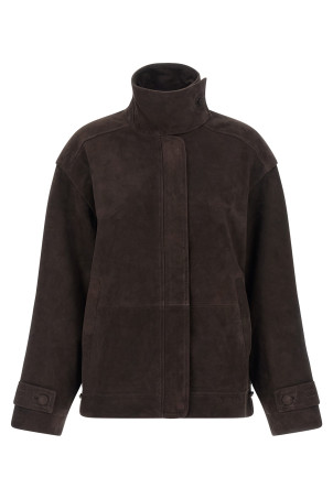 'Oversize leather' jacket Brown