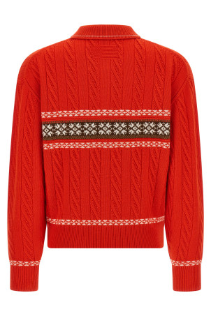 'Cable Collegiate Polo' sweater Red