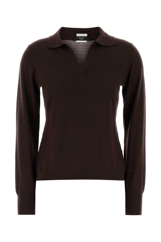 Chocolate wool blend Cappa polo shirt WEEKEND (2525366052600)