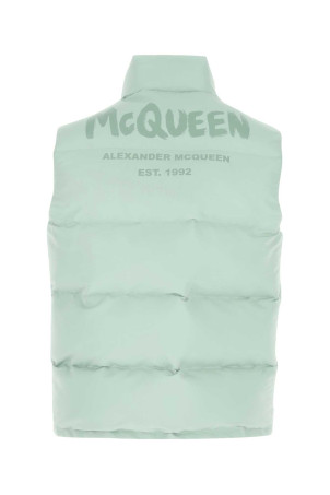 Sea green polyester sleeveless padded jacket ALEXANDER MCQUEEN (682881QUZ31)