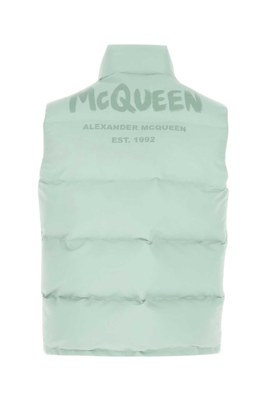 Sea green polyester sleeveless padded jacket ALEXANDER MCQUEEN (682881QUZ31)