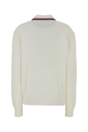 White stretch cotton blend cardigan Black MIU MIU (MMF972SOOO17NR)