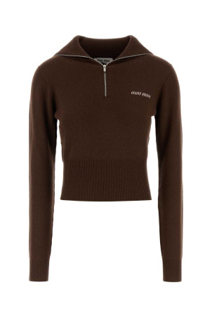 Brown cashmere polo shirt MIU MIU (MMLB47SOOO17SA)