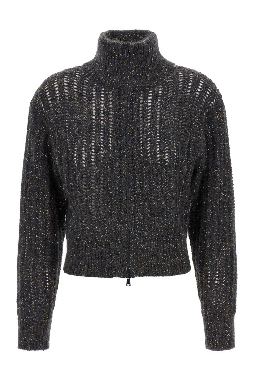 'Rustic Dazzling Net' cardigan Gray
