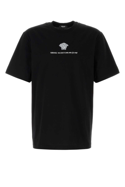 Black cotton t-shirt VERSACE (10133021A11054)