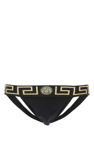 Black stretch cotton jockstrap VERSACE (AUU01017A232741)